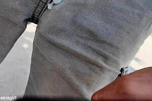 Cheating stepmom swallows stepson load at crowded bus stop