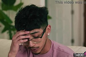 granny stepmom's huge tits get banged hard by two stepsons