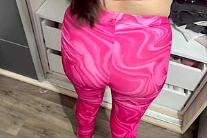 stepsis showed big ass in pink leggings so i fucked her pussy tits handjob kiss fest?