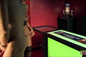 blonde milf in lingerie sucks big cock fucks and swallows at nightclub 💋👠