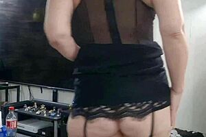 Sexy Milf Poses In Lingerie Stockings Solo Tease