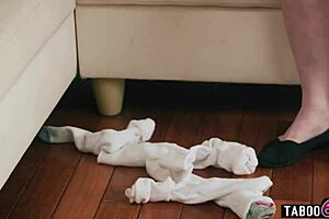 granny stepmom's huge tits get banged hard by two stepsons