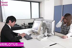 busty japanese milf takes overtime interracial office domination