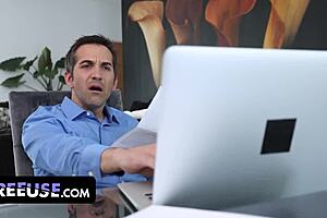 office orgy! donnie's help sparks nicole marica threesome bang.