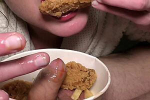 My food fetish blowjob mixes cum with chicken fries taste!