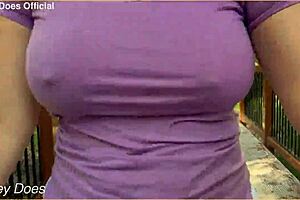 Wifey loves flashing her perfect big tits outdoors