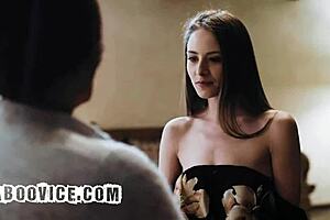 stepdad catches wife licking stepdaughter joins bed threesome fun