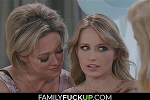 Step mom and grandmom guide 18yo daughter's lesbian family orgasm lesson