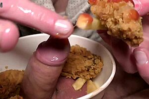 My food fetish blowjob mixes cum with chicken fries taste!
