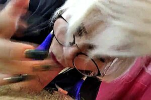 mature wife throats cock while dildo fills squirting pussy