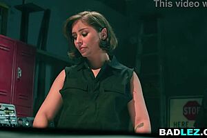 big ass curvy milf lures petite big boobs lesbian into garage strapon railing