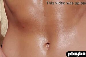 outdoor posing turns into clothes-ripped striptease revealing milf model's perfect ass and pussy