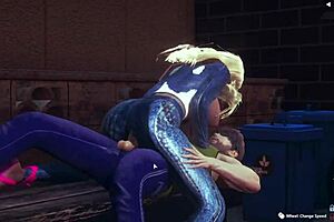 sexy blonde asian blows handjobs fucks outdoors public in tight jeans