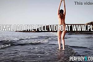 German Milf Jasmin Strips Fully Naked On Beach Posing Like A Bombshell