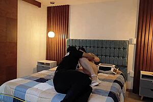 My muscular colombian stepmom calls me over and dad joins to fuck her huge tits