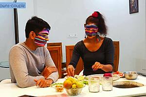 lonely indian housewife calls househelp over for kitchen cooking then wild pussy pounding session