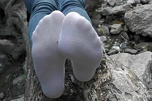 check out my cute feet in dirty socks outdoor fetish kissing lover compilation