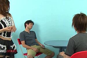 i get so turned on watching this threesome heat up with that passionate jav maid blowing the duo perfectly