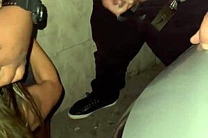 dogging at drive-in flashing lingerie taking two stranger cumshots mouth