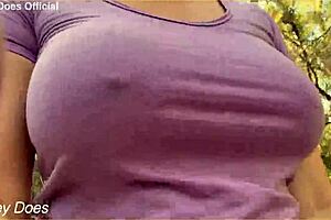 wifey loves flashing her huge milf tits outdoors homemade exhibitionist fun