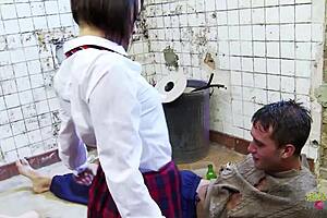 Uniformed Teen Gets Bent Over and Fucked Hard in Dirty Abandoned House