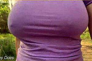 wifey loves flashing her huge milf tits outdoors homemade exhibitionist fun