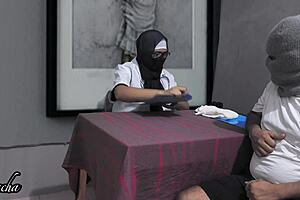 Lady doctor squirts hard riding lucky patient's cock in hospital roleplay