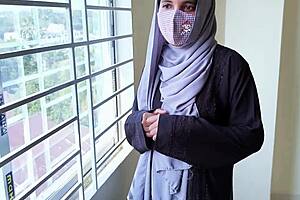 desi hijab babe gets FUCKED hard by step-brother in kitchen panties down