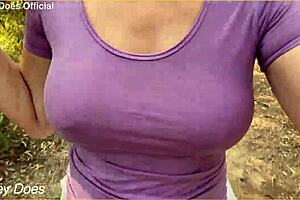wifey loves flashing her huge milf tits outdoors homemade exhibitionist fun