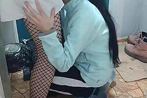 student coed sneaks orgasm sex with brunette nurse in hospital office