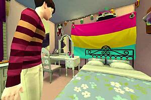 Sims 4 college cram stuffs tight teen ass with rough cock