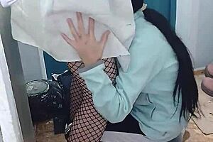 student coed sneaks orgasm sex with brunette nurse in hospital office