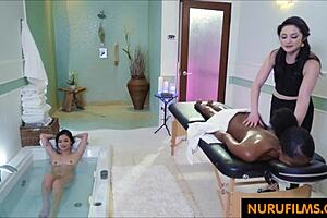 Wanna see lesbian wives share a hot masseuse rubdown?