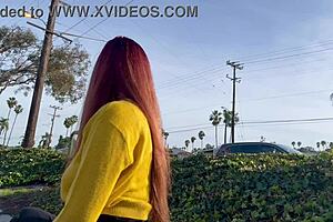 oh god, flashing my juicy italian milf tits solo in the car feels amazing at night