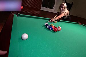 busty blonde slut rides cock rough on pool table all night