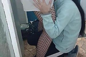 student coed sneaks orgasm sex with brunette nurse in hospital office