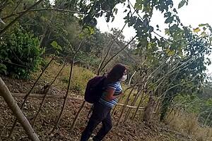 stepmom slut hunts dick in jungle for outdoor fuck 😜🌿