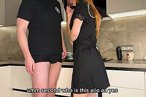 Stepmom fucks stepson while chatting husband on phone russian pov