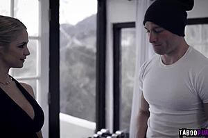 Horny Sarah Vandella deepthroats and fucks stud to stay on team