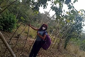 stepmom slut hunts dick in jungle for outdoor fuck 😜🌿