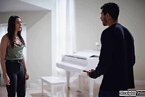 petite milf sneaks sloppy deepthroat with stepbrother behind husband's back