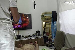 Redhead bbw masseuse lady gets fucked behind the scenes