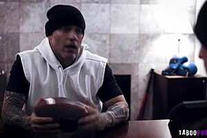 Horny Sarah Vandella deepthroats and fucks stud to stay on team