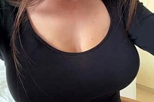 Stepmom flashes huge natural tits and perky nipples