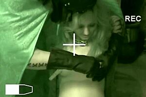 dominant master spits on chained redhead slave shoves banana in shaved pussy assplay leather bondage