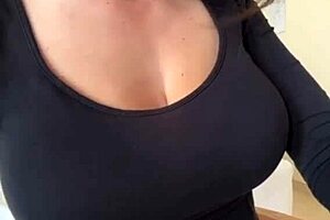 Stepmom flashes huge natural tits and perky nipples