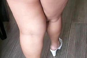 doesn't my chubby beauty's huge tits in fishnet and shaved pussy tempt you?