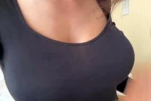 Stepmom flashes huge natural tits and perky nipples