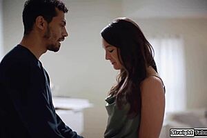 petite milf sneaks sloppy deepthroat with stepbrother behind husband's back