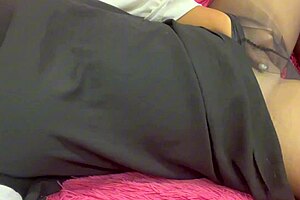 stepmom in hijab teases close-up jerk session